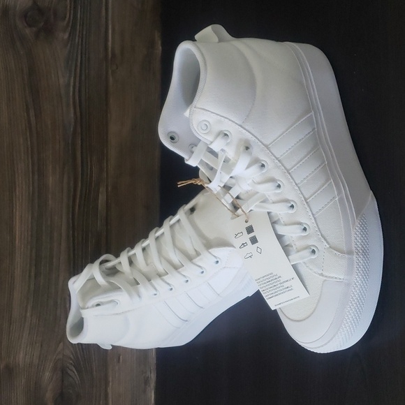 New‎ Adidas Bravada Mid Platform Womens Sneakers Size 9 White Skater Streetwear - Picture 2 of 10